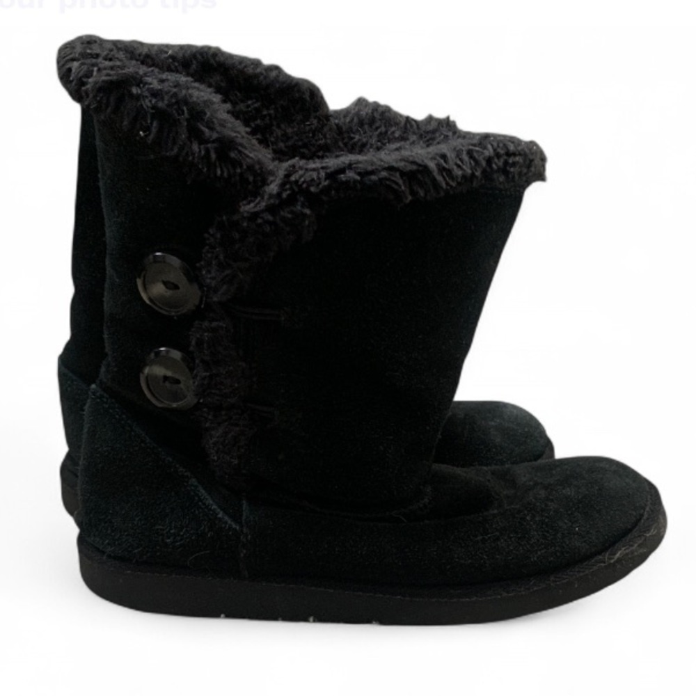 Target Black Ugg Style Suede Faux Fir Trim Boots
